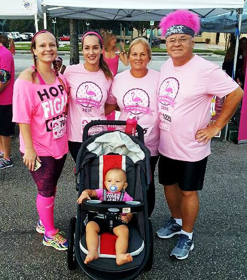 Ray Shedden and family at the Florida Hospital Pink on Parade Breast Cancer 5K Fundraiser